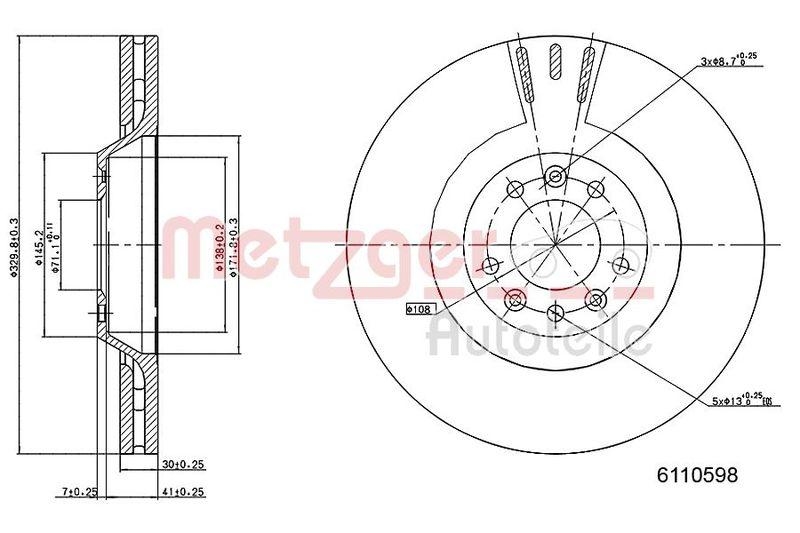 METZGER 6110598 Bremsscheibe Lack/Ks/Ms für PEUGEOT VA