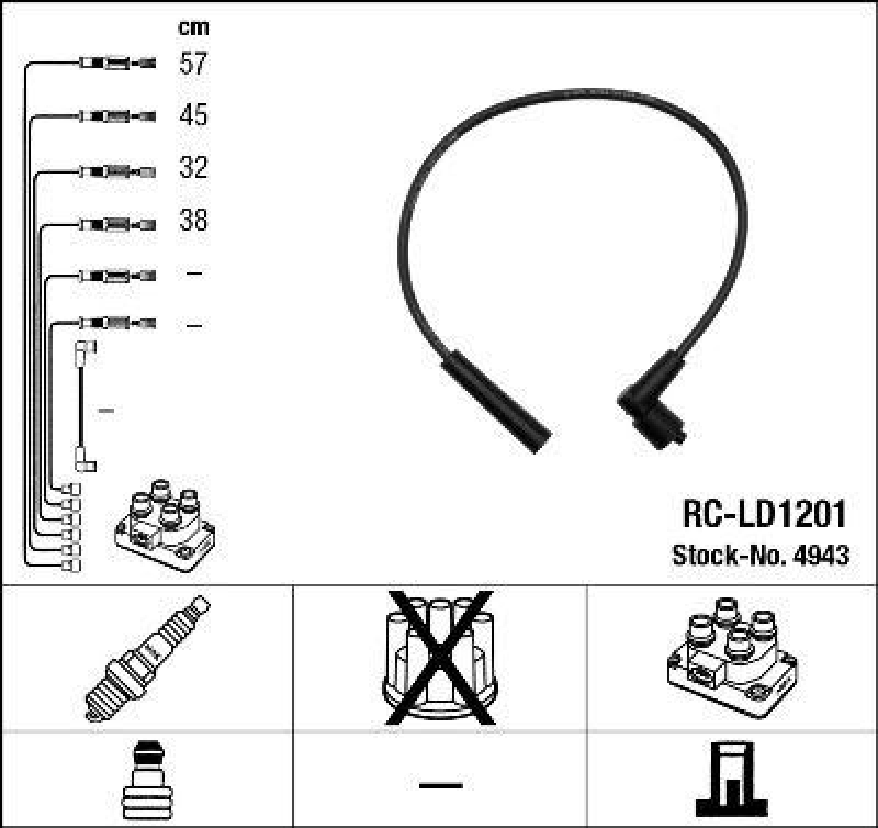 NGK 4943 Zündleitungssatz RC-LD1201 |Zündkabel