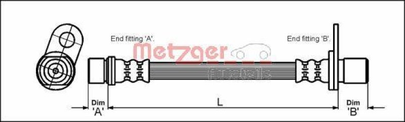 METZGER 4112183 Bremsschlauch f&uuml;r TOYOTA HA rechts