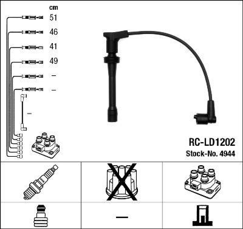 NGK 4944 Zündleitungssatz RC-LD1202 |Zündkabel