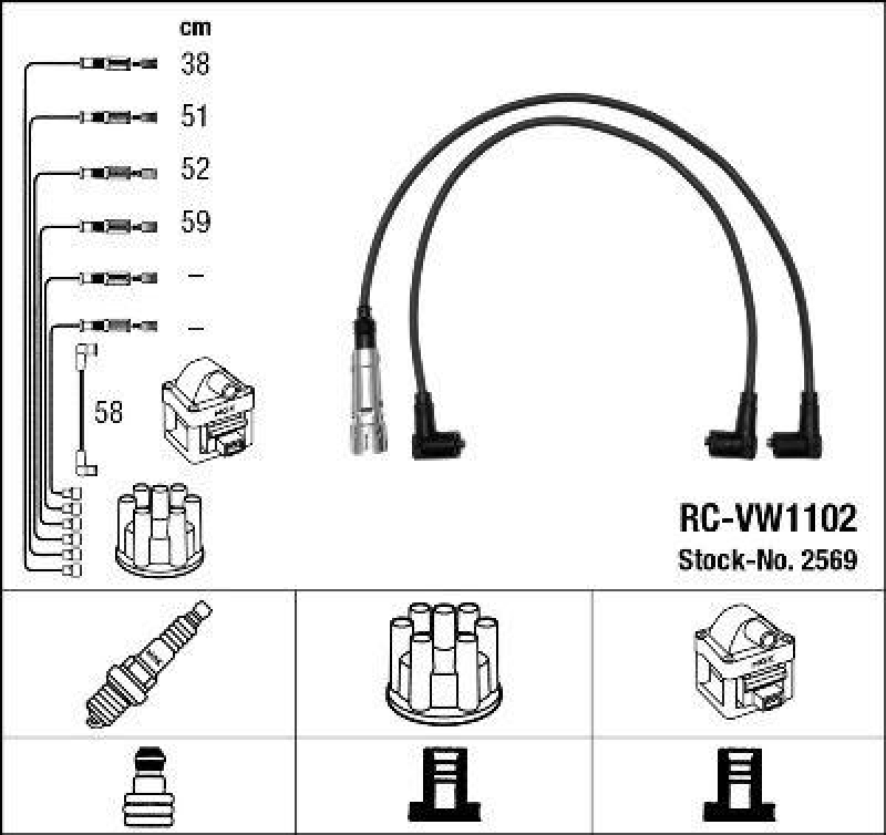 NGK 2569 Zündleitungssatz RC-VW1102 |Zündkabel