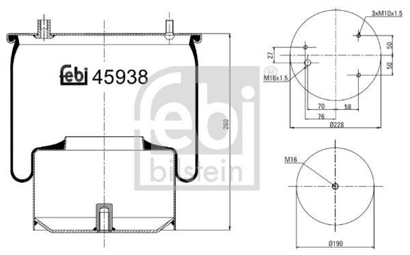 FEBI BILSTEIN 45938 Luftfederbalg mit Stahlkolben für DAF