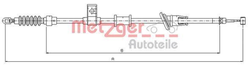 METZGER 10.8223 Seilzug, Feststellbremse für VOLVO hinten links