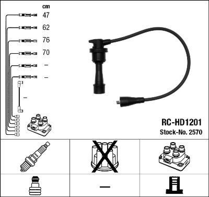 NGK 2570 Zündleitungssatz RC-HD1201 |Zündkabel