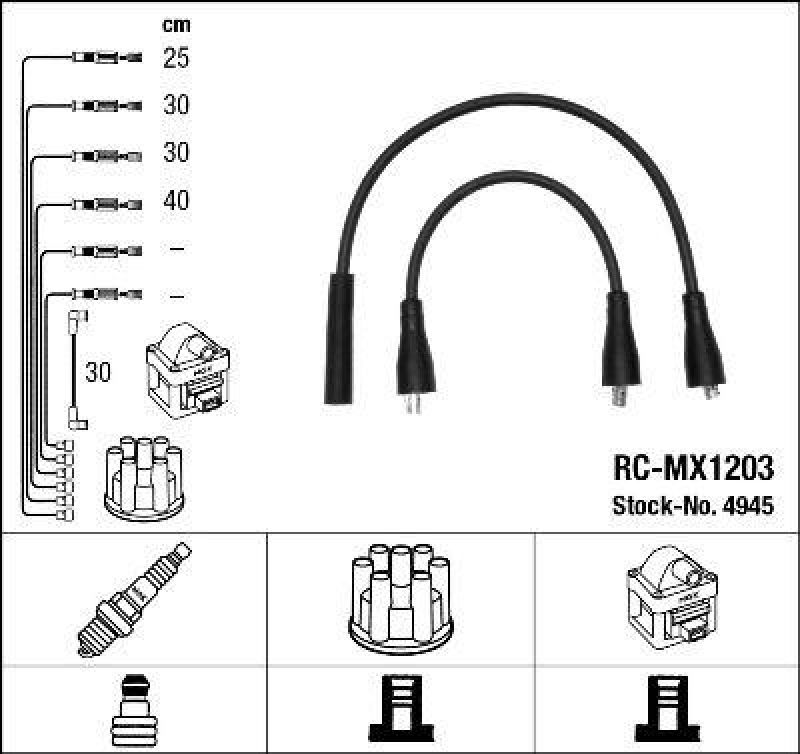 NGK 4945 Zündleitungssatz RC-MX1203 |Zündkabel