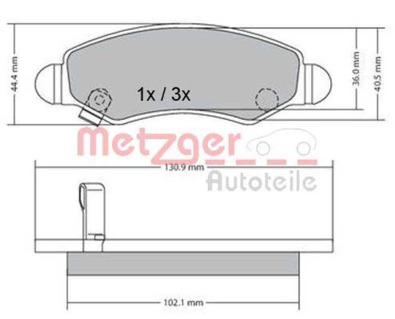 METZGER 1170340 Bremsbelagsatz, Scheibenbremse WVA 23 605