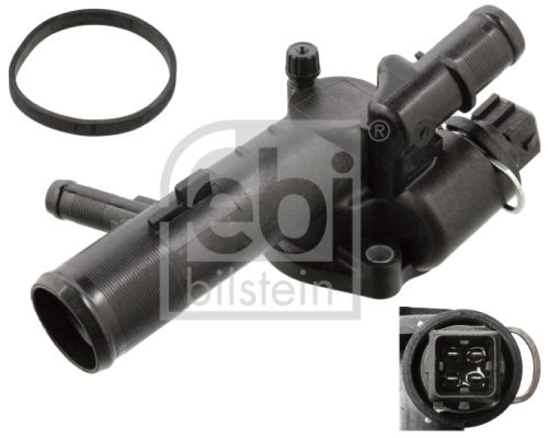 FEBI BILSTEIN 104758 Thermostat mit Gehäuse, Dichtung und Temperaturschalter für Renault