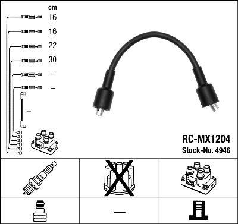 NGK 4946 Zündleitungssatz RC-MX1204 |Zündkabel