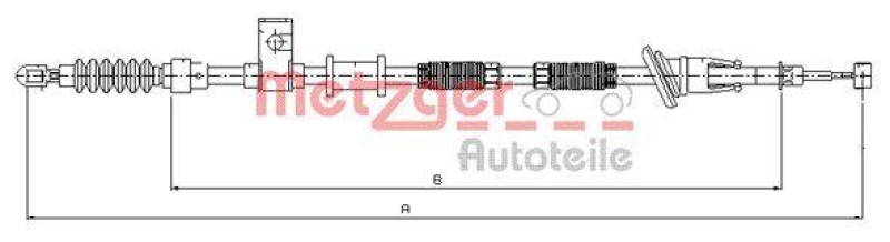 METZGER 10.8224 Seilzug, Feststellbremse für VOLVO hinten rechts