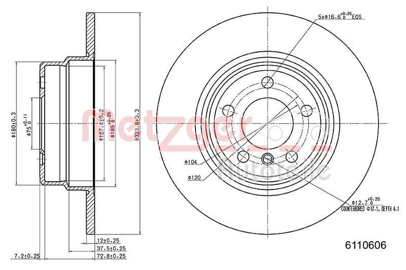 METZGER 6110606 Bremsscheibe Lack/Ks/Ms für BMW HA