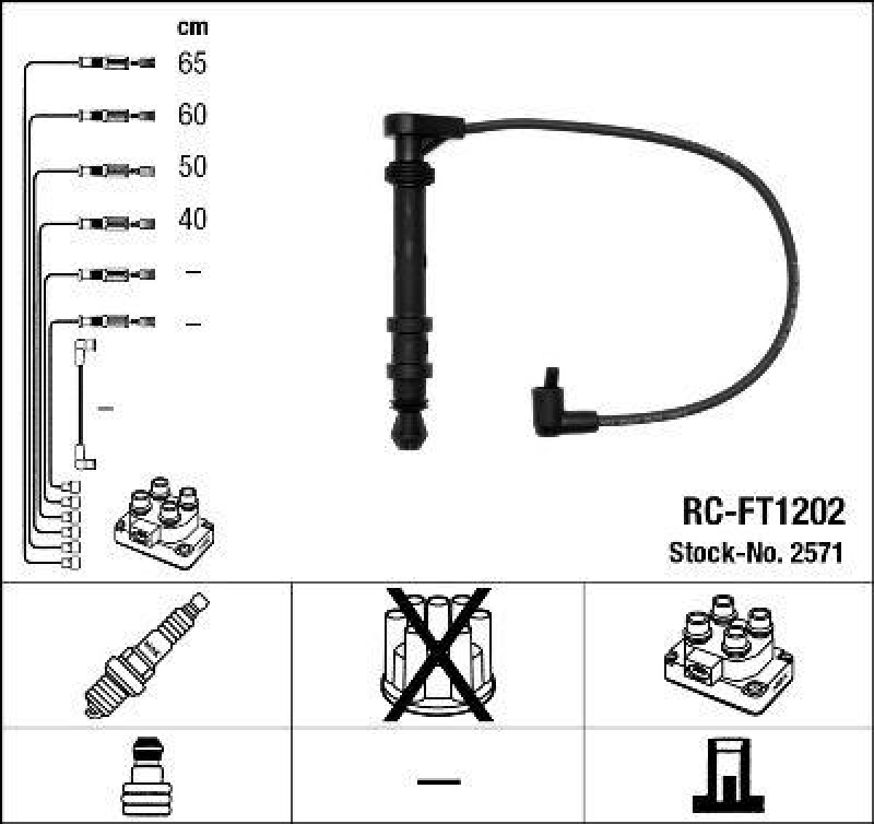 NGK 2571 Zündleitungssatz RC-FT1202 |Zündkabel