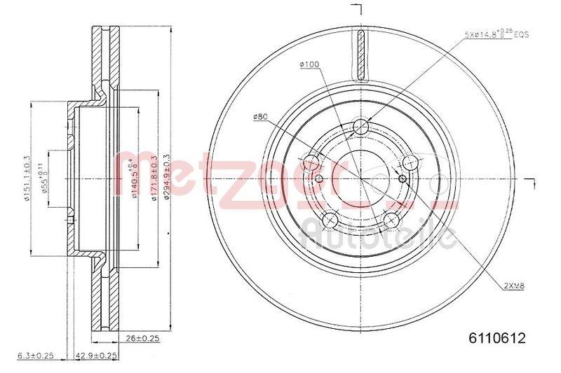 METZGER 6110612 Bremsscheibe Lack/Ks für TOYOTA VA