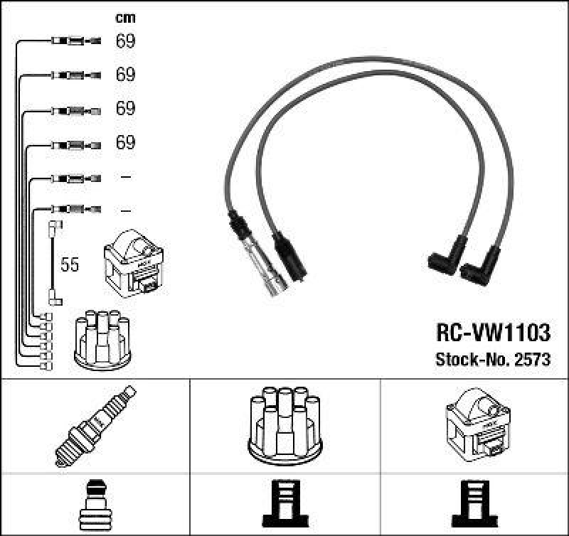 NGK 2573 Zündleitungssatz RC-VW1103 |Zündkabel