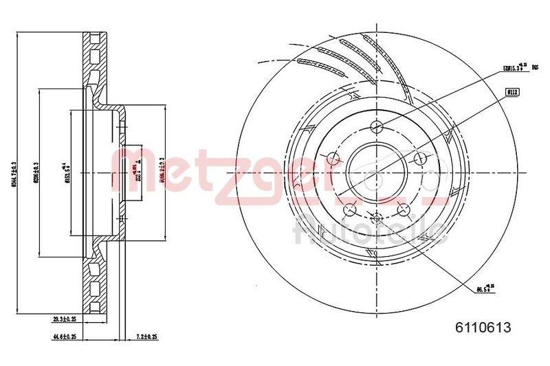 METZGER 6110613 Bremsscheibe Lack/Ks für AUDI VA