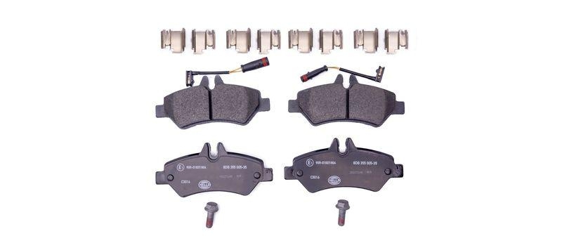 HELLA 8DB 355 005-351 Bremsbelagsatz, Scheibenbremsbelag für MB/VW