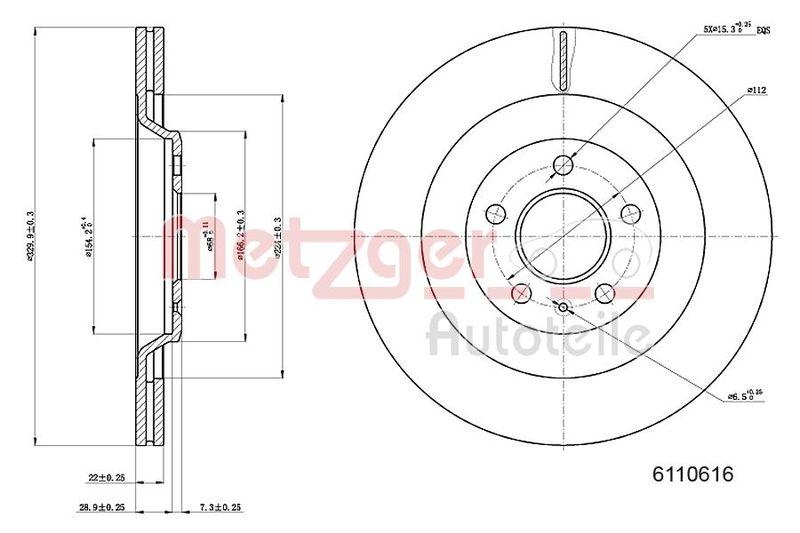 METZGER 6110616 Bremsscheibe Lack/Ks für AUDI HA