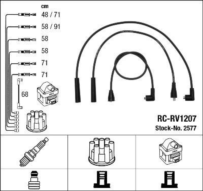 NGK 2577 Zündleitungssatz RC-RV1207 |Zündkabel