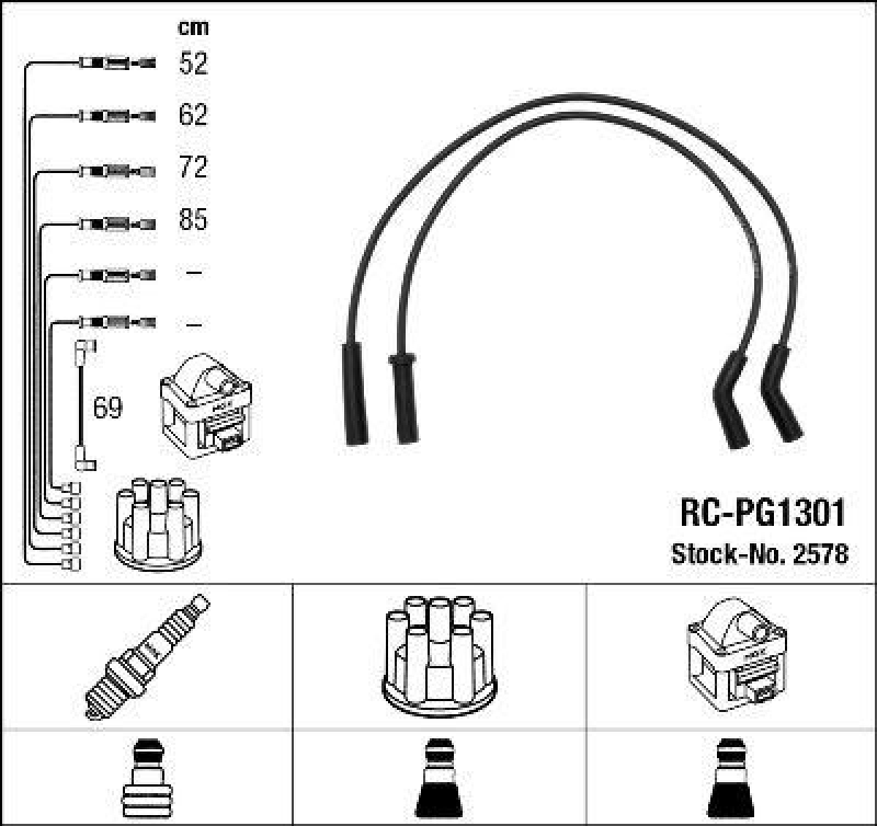 NGK 2578 Zündleitungssatz RC-PG1301 |Zündkabel