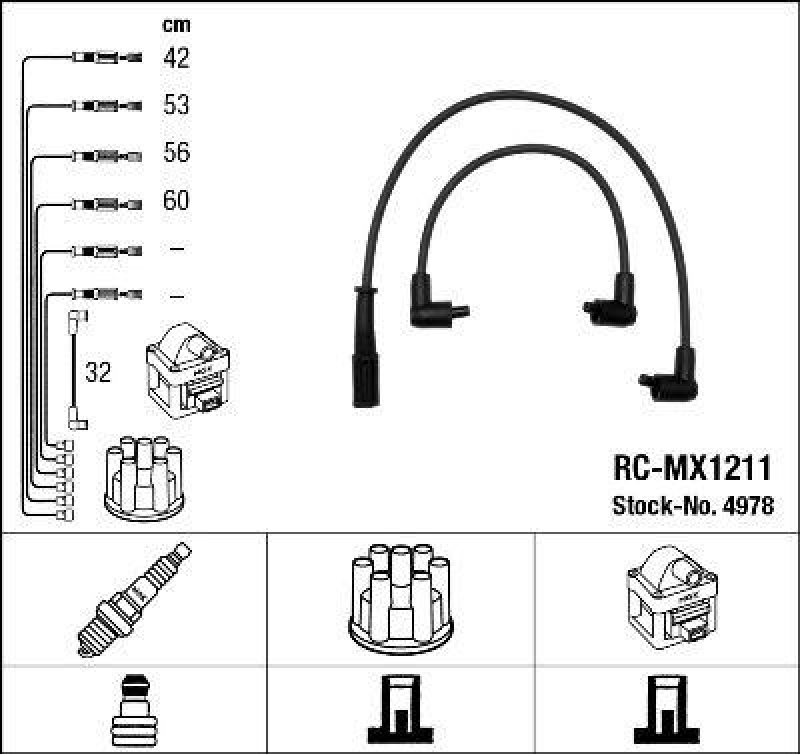 NGK 4978 Zündleitungssatz RC-MX1211 |Zündkabel