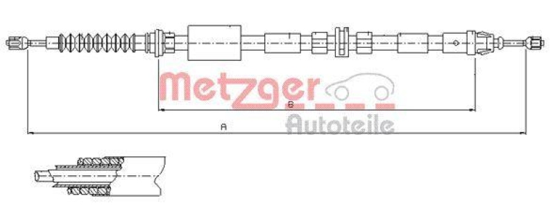 METZGER 11.5511 Seilzug, Feststellbremse für FORD hinten links/rechts