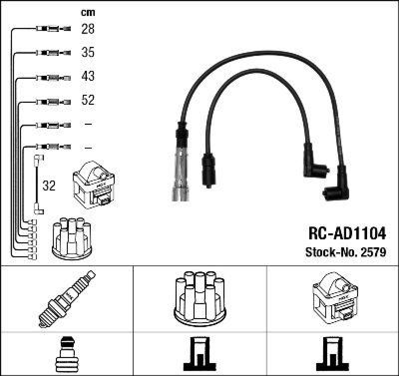 NGK 2579 Zündleitungssatz RC-AD1104 |Zündkabel