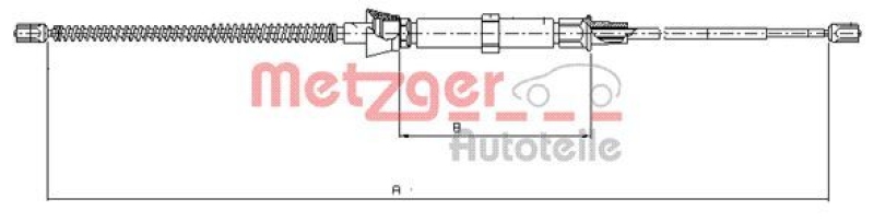 METZGER 10.9034 Seilzug, Feststellbremse für SKODA hinten links/rechts