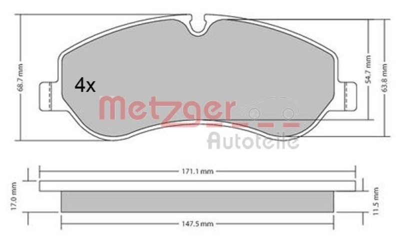 METZGER 1170349 Bremsbelagsatz, Scheibenbremse WVA 25 602