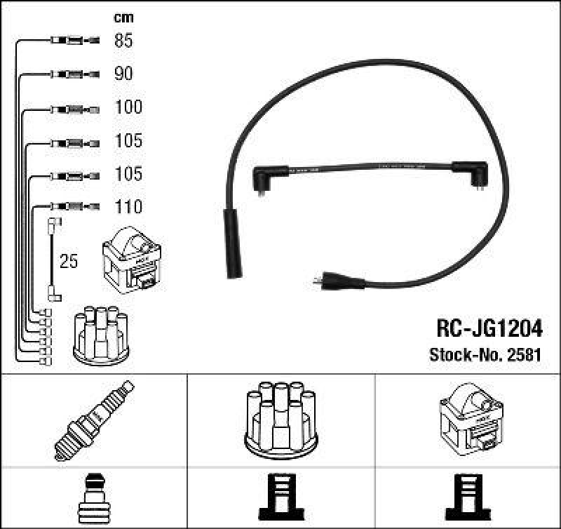 NGK 2581 Zündleitungssatz RC-JG1204 |Zündkabel