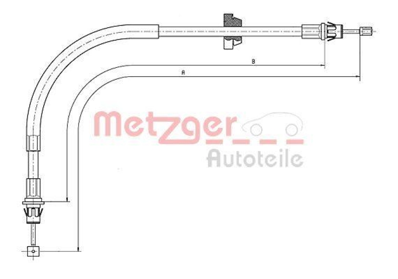 METZGER 11.5571 Seilzug, Feststellbremse für FORD vorne