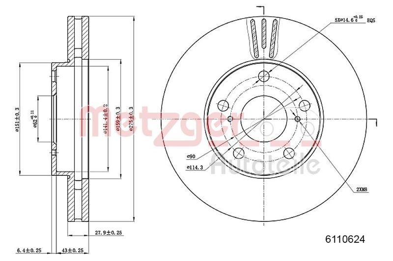 METZGER 6110624 Bremsscheibe Lack/Ks für TOYOTA VA