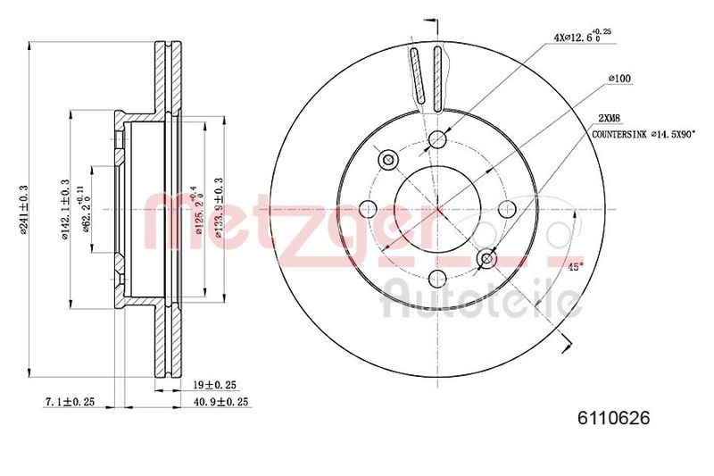 METZGER 6110626 Bremsscheibe Lack/Ks für HYUNDAI VA