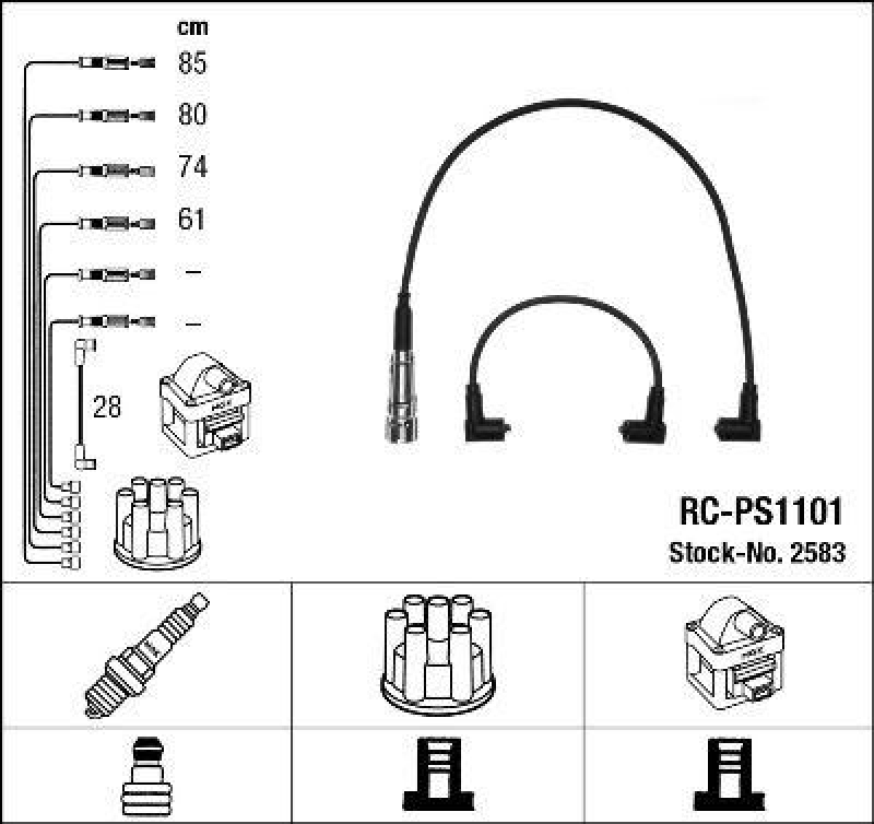 NGK 2583 Zündleitungssatz RC-PS1101 |Zündkabel