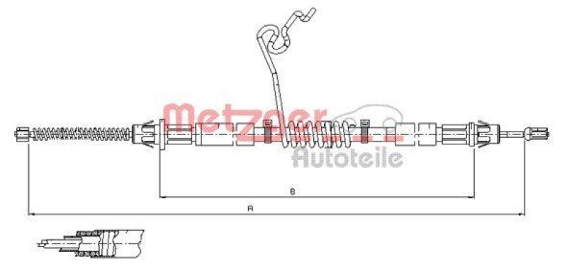 METZGER 11.5668 Seilzug, Feststellbremse für FORD hinten rechts