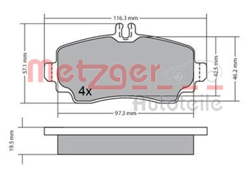 METZGER 1170353 Bremsbelagsatz, Scheibenbremse WVA 23 070