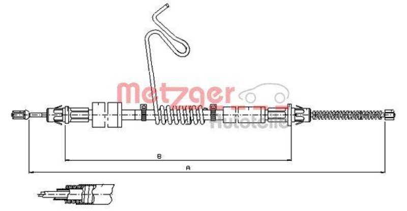 METZGER 11.5669 Seilzug, Feststellbremse für FORD hinten links