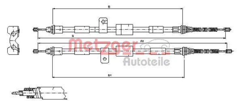 METZGER 11.5456 Seilzug, Feststellbremse für FORD/MAZDA hinten