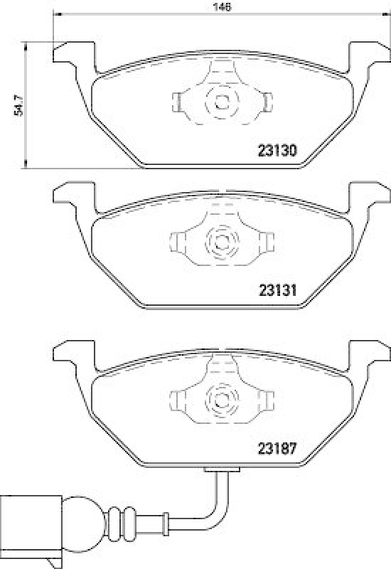 HELLA 8DB 355 008-551 Bremsbelagsatz, Scheibenbremsbelag für VW/SKODA/AUDI/SEAT