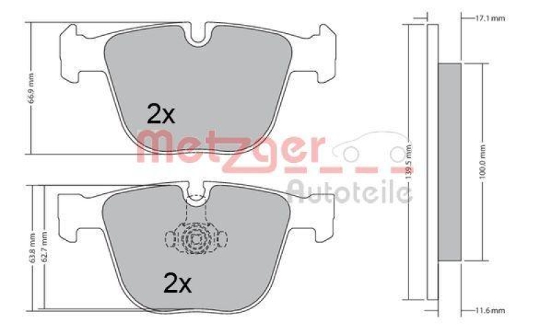 METZGER 1170356 Bremsbelagsatz, Scheibenbremse WVA 23 309