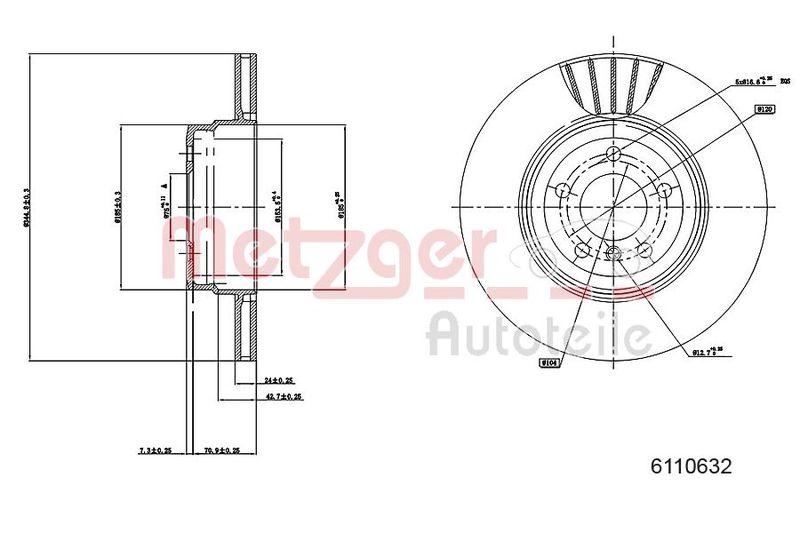 METZGER 6110632 Bremsscheibe Lack/Ks/Ms/Hc für BMW HA