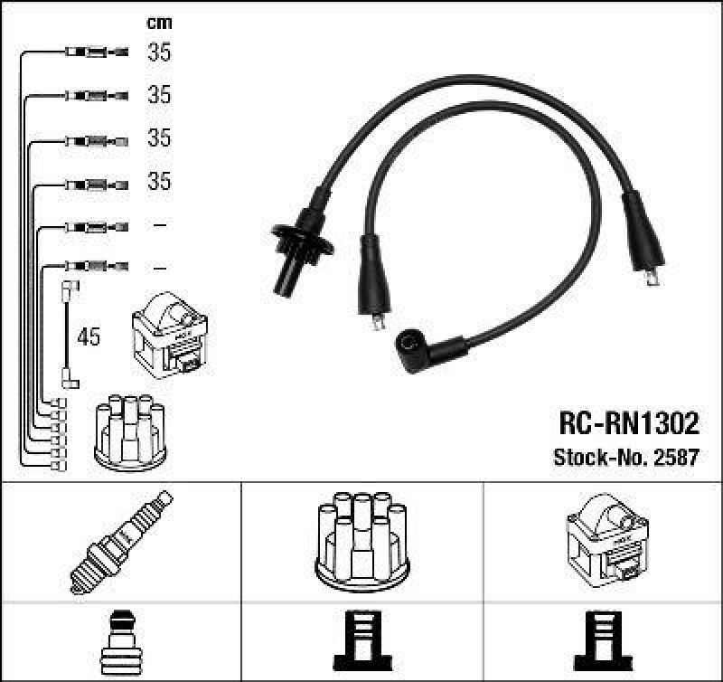 NGK 2587 Zündleitungssatz RC-RN1302 |Zündkabel