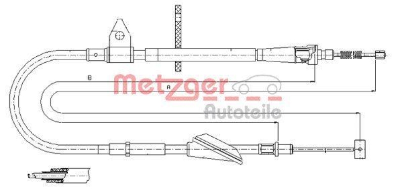 METZGER 11.5743 Seilzug, Feststellbremse für OPEL hinten rechts