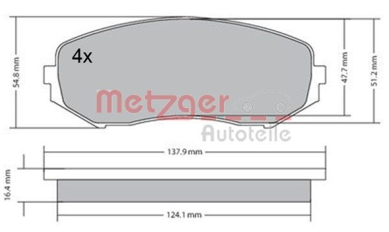 METZGER 1170357 Bremsbelagsatz, Scheibenbremse WVA 24 346