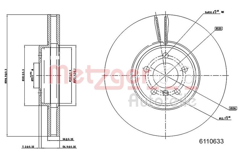 METZGER 6110633 Bremsscheibe Lack/Ks/Ms/Hc für BMW VA