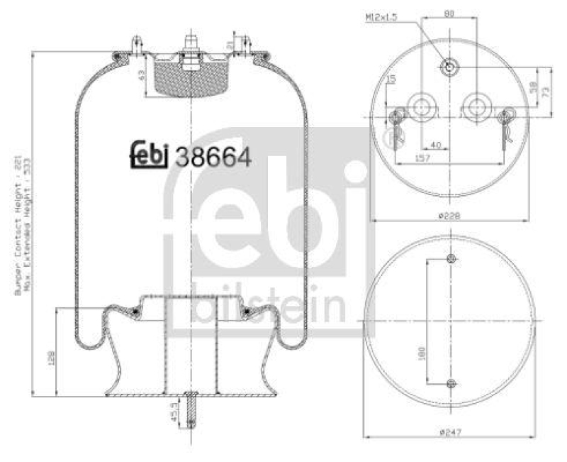 FEBI BILSTEIN 38664 Luftfederbalg mit Stahlkolben für Scania