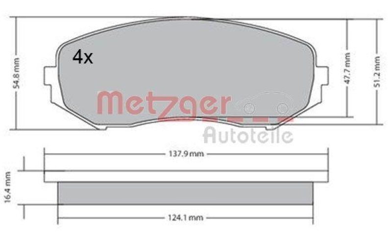 METZGER 1170357 Bremsbelagsatz, Scheibenbremse WVA 24 346