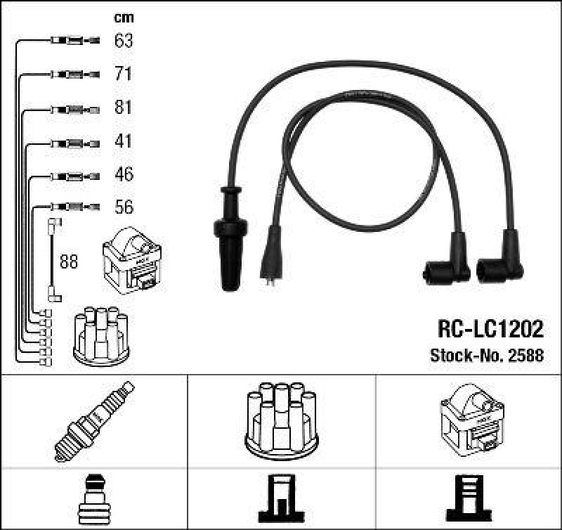 NGK 2588 Zündleitungssatz RC-LC1202 |Zündkabel