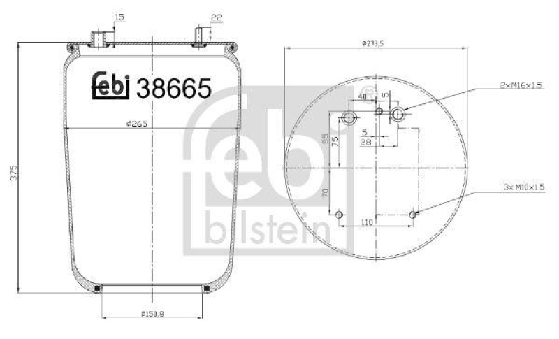 FEBI BILSTEIN 38665 Luftfederbalg ohne Kolben für DAF