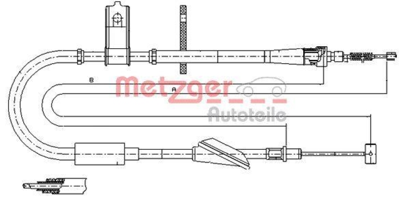 METZGER 11.5744 Seilzug, Feststellbremse für OPEL hinten links