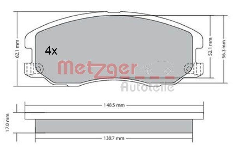 METZGER 1170358 Bremsbelagsatz, Scheibenbremse WVA 24 510