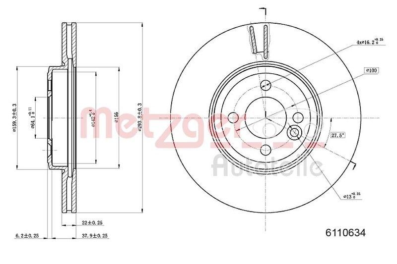 METZGER 6110634 Bremsscheibe Lack/Ks/Ms/Hc für MINI VA